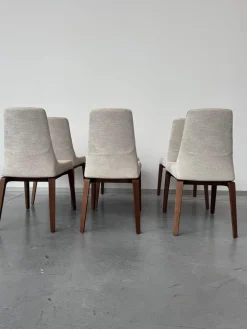 Giorgetti Stuhlsets|6er Set Stuhl Ala 52703 Stoff Tinto 6511 Avorio Beige Gestell Esche Getönt Nussbaum