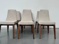 Giorgetti Stuhlsets|6er Set Stuhl Ala 52703 Stoff Tinto 6511 Avorio Beige Gestell Esche Getönt Nussbaum