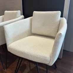 Rom Stuhlsets|2er Set Stuhl Alva Stoff Amiri Offwhite Weiß Füße Schwarz Mit Armlehnen