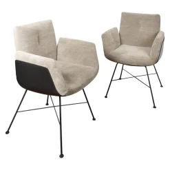 COR Stuhlsets|2-er Set Stuhl Alvo Stoff 8143 Taupe Schale Kunststoff Schwarz Drahtgestell Pulver Schwarz