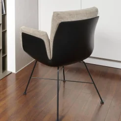 COR Stuhlsets|2-er Set Stuhl Alvo Stoff 8143 Taupe Schale Kunststoff Schwarz Drahtgestell Pulver Schwarz