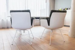 COR Stuhlsets|2er Set Stuhl Alvo Stoff 9042 Tannengrün Grün Gestell Schneeweiß Pulverbeschichtet