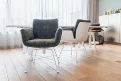 COR Stuhlsets|2er Set Stuhl Alvo Stoff 9042 Tannengrün Grün Gestell Schneeweiß Pulverbeschichtet