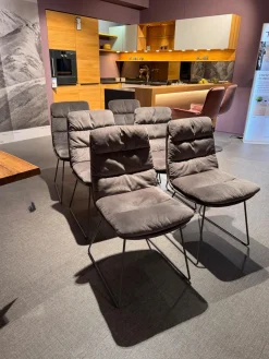 KFF Stuhlsets|6er Set Stuhl Arva Leder Dakota 6006 Grey Drahtkufengestell Metall Eisenblank Grau Lackiert