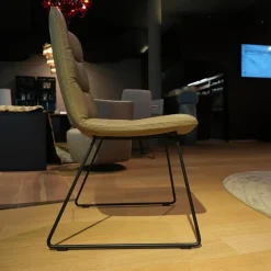 KFF Stuhlsets|2er Set Stuhl Arva Light Leder Sauvage Schlammgrau 8103 Braun Grau Drahtkufengestell Struktur Schwarz M02