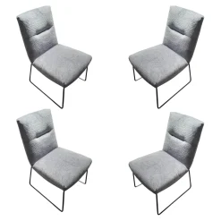 Natura Stuhlsets|4er Set Stuhl Calgary Chenillestoff Hellblau Kufe Metall Anthrazit Pulverbeschichtet