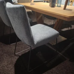 Natura Stuhlsets|4er Set Stuhl Calgary Chenillestoff Hellblau Kufe Metall Anthrazit Pulverbeschichtet