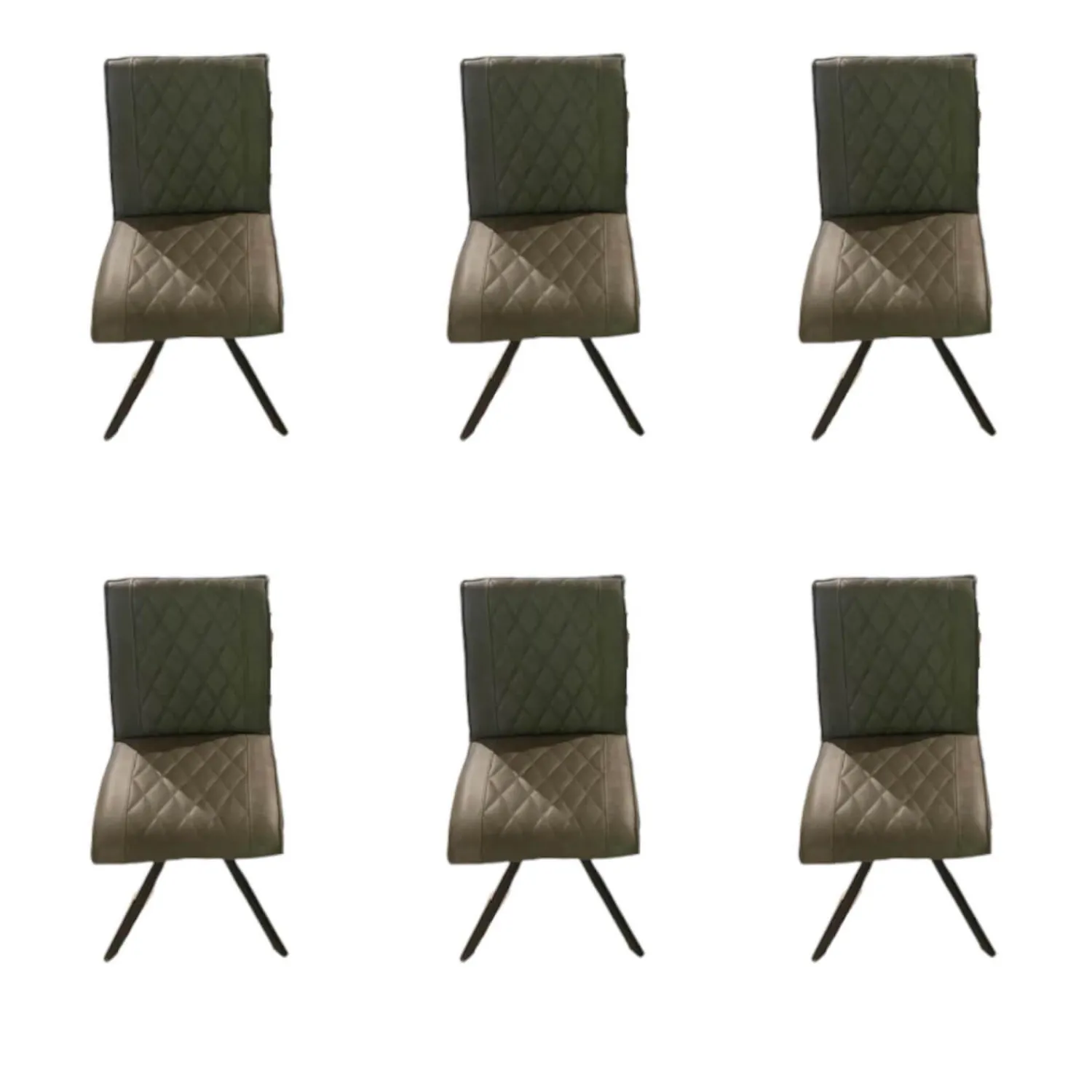 Natura Stuhlsets|6er Set Stuhl Cambridge Leder Rebound 401 RBND Taupe Grau Gestell Metall Schwarz Pulverbeschichtet