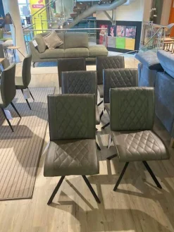 Natura Stuhlsets|6er Set Stuhl Cambridge Leder Rebound 401 RBND Taupe Grau Gestell Metall Schwarz Pulverbeschichtet