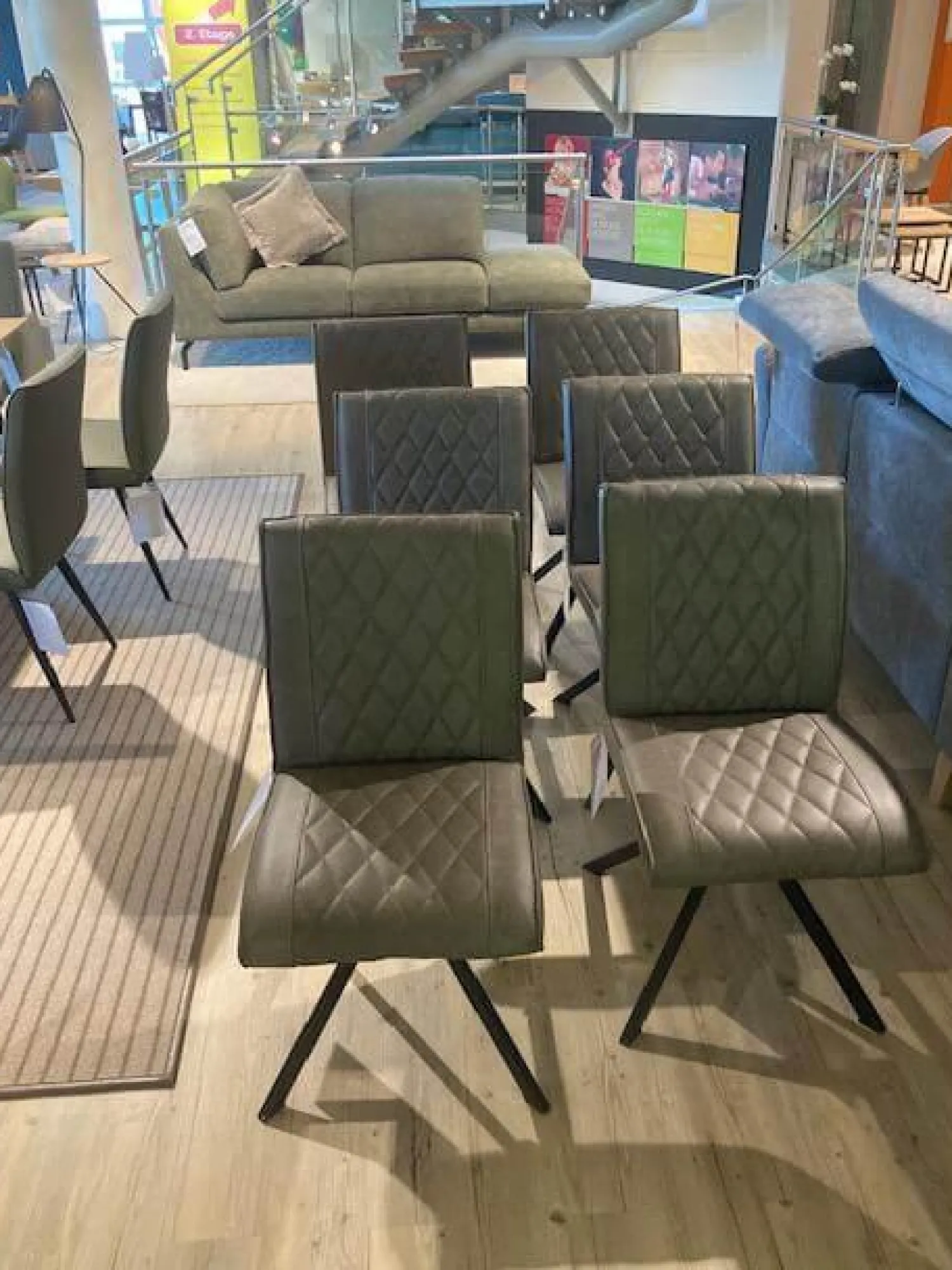 Natura Stuhlsets|6er Set Stuhl Cambridge Leder Rebound 401 RBND Taupe Grau Gestell Metall Schwarz Pulverbeschichtet