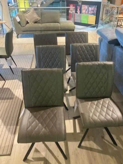 Natura Stuhlsets|6er Set Stuhl Cambridge Leder Rebound 401 RBND Taupe Grau Gestell Metall Schwarz Pulverbeschichtet