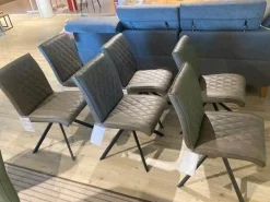 Natura Stuhlsets|6er Set Stuhl Cambridge Leder Rebound 401 RBND Taupe Grau Gestell Metall Schwarz Pulverbeschichtet