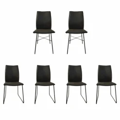 Niehoff Stuhlsets|6er Set Stuhl Capri Stoff Vintage-Microfaser Aberdeen Anthrazit Gestell Roheisen Geschwärzt