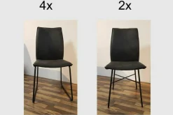 Niehoff Stuhlsets|6er Set Stuhl Capri Stoff Vintage-Microfaser Aberdeen Anthrazit Gestell Roheisen Geschwärzt