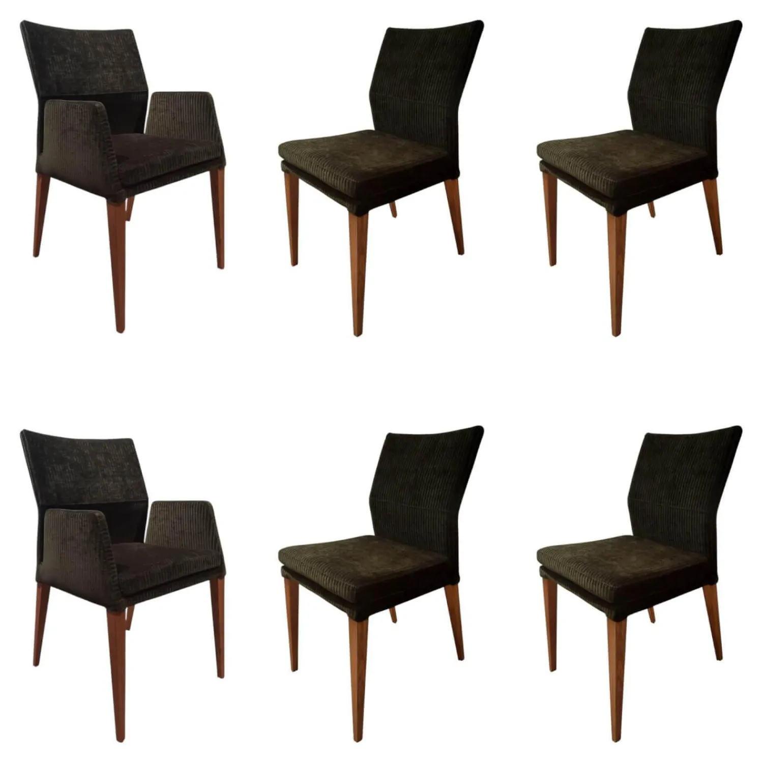 Natura Stuhlsets|6er Set Stuhl Carry Stoff Chaves Forest Grün Gestell Eiche 32 Geölt