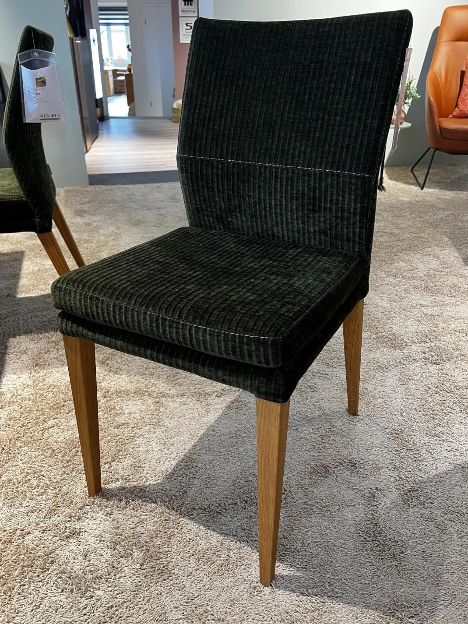 Natura Stuhlsets|6er Set Stuhl Carry Stoff Chaves Forest Grün Gestell Eiche 32 Geölt