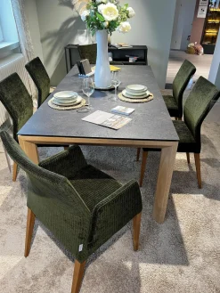 Natura Stuhlsets|6er Set Stuhl Carry Stoff Chaves Forest Grün Gestell Eiche 32 Geölt