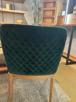 Riva1920 Stuhlsets|6er Set Stuhl Cloe Stoff Harald Smaragd Grün Rücken Gesteppt Füße Nussbaum Geölt