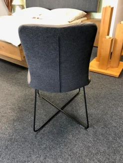 Wöstmann Stuhlsets|6er Set Stuhl Craft 1 Leder Cashmere Nightgray 60102 Grau Rücken Stoff Masada 11905 Anthrazit Gestell Metall Schwarz Strukturgepulvert