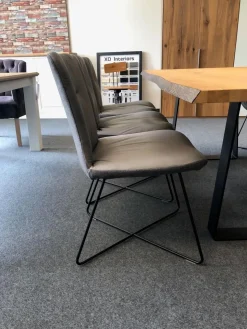 Wöstmann Stuhlsets|6er Set Stuhl Craft 1 Leder Cashmere Nightgray 60102 Grau Rücken Stoff Masada 11905 Anthrazit Gestell Metall Schwarz Strukturgepulvert