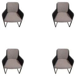 Tecta Stuhlsets|4er Set Stuhl D43 Armlehner Stoff Hallingdal Fb 130 Anthrazit Geflecht Anthrazit Gestell Schwarz Pulverbeschichtet