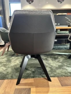 Bielefelder Werkstätten Stuhlsets|2er Set Stuhl Daron Dining Außen Leder Normandie 1 Schwarz Innen Stoff Yoko BW1727 191 Schwarz Weiß Holzgestell Eiche Massiv Schwarz Gebeizt