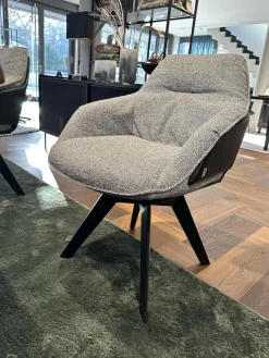 Bielefelder Werkstätten Stuhlsets|2er Set Stuhl Daron Dining Außen Leder Normandie 1 Schwarz Innen Stoff Yoko BW1727 191 Schwarz Weiß Holzgestell Eiche Massiv Schwarz Gebeizt