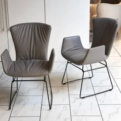 Draenert Stuhlsets|4er Set Stuhl Dexter 2057-I Leder II Elmosoft 11049 Grau Drahtgestell Schwarz