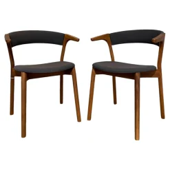 Zoom by Mobimex Stuhlsets|2er Set Stuhl Embra Stoff Steelcut Trio 383 Grau Gestell Nussbaum Natur Lackiert