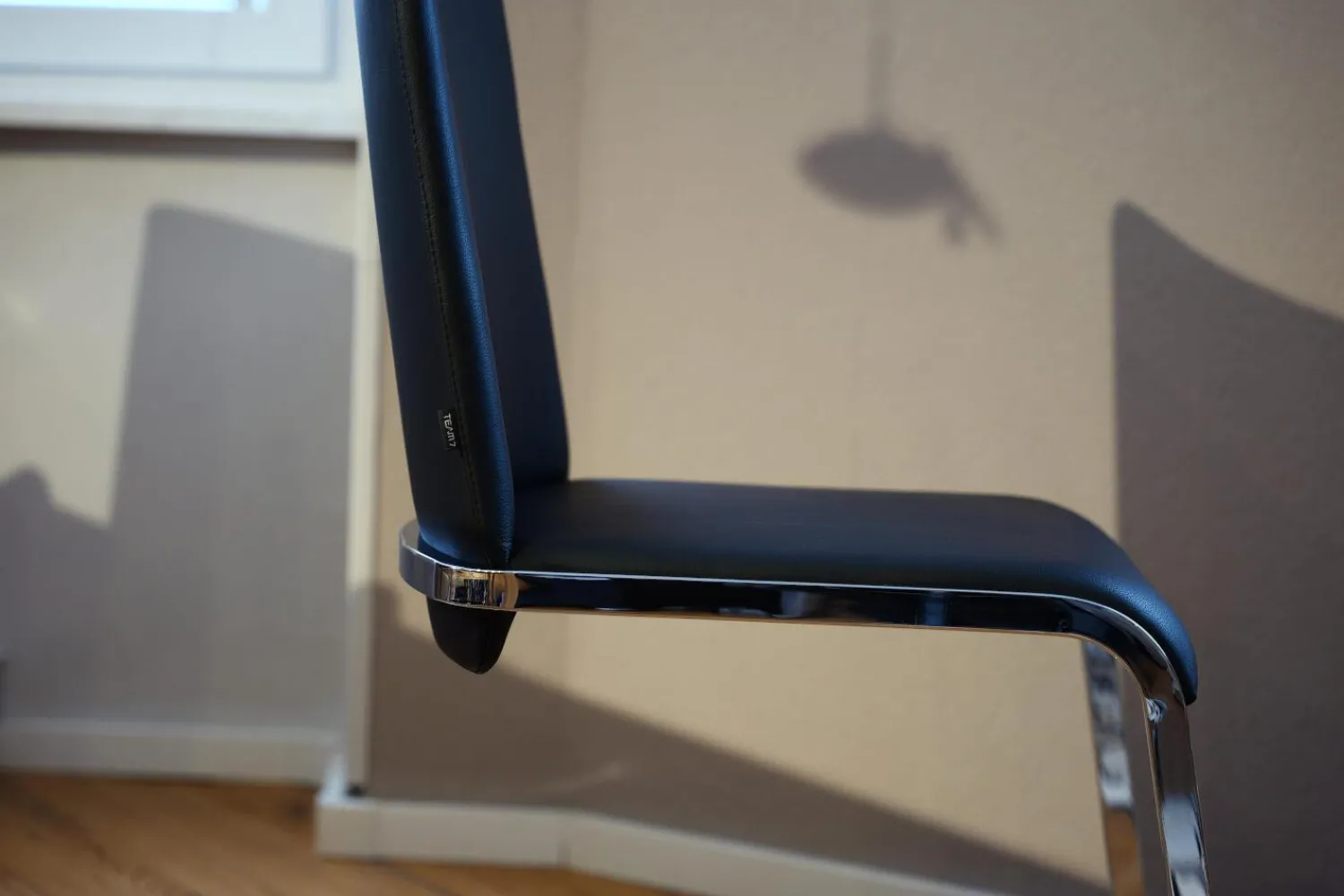 Team 7 Stuhlsets|6er Set Stuhl F1 Leder 70240 Schwarz Gestell Stahl Verchromt Glänzend