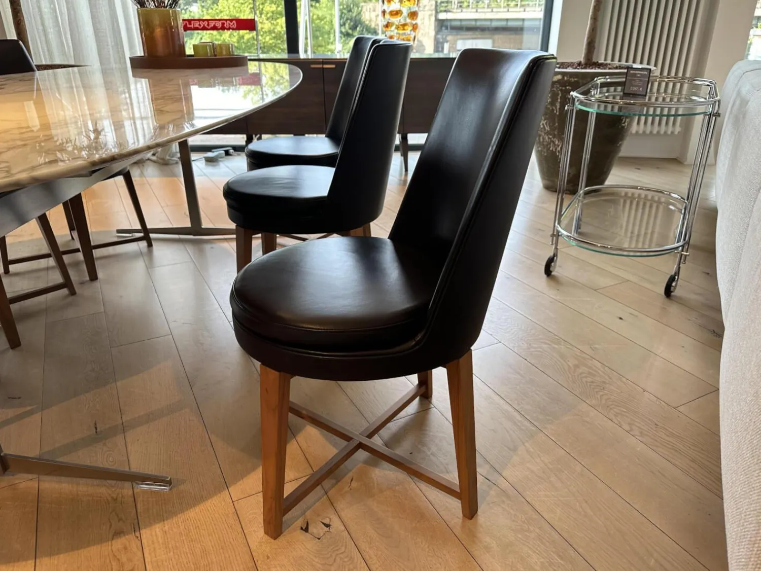 Flexform Stuhlsets|6er Set Stuhl Feel Good CM 48 Leder Pelle 41 Braun Gestell Canaletto Nussbaum