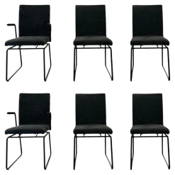 Bacher Stuhlsets|6er Set Stuhl Filon Stoff Cloud Hunter 156 Grün Kufengestell Metall Schwarz Tiefmatt Pulverbeschichtet Mit Schwingmechanik