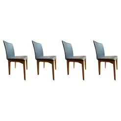 Scholtissek Stuhlsets|4er Set Stuhl Fira ll Anilinleder Novara Black Schwarz Gestell Eiche Natur Geölt