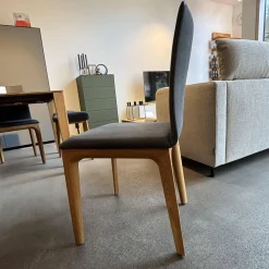 Scholtissek Stuhlsets|4er Set Stuhl Fira ll Anilinleder Novara Black Schwarz Gestell Eiche Natur Geölt