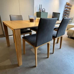 Scholtissek Stuhlsets|4er Set Stuhl Fira ll Anilinleder Novara Black Schwarz Gestell Eiche Natur Geölt