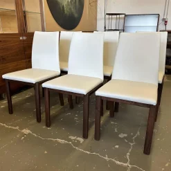 Scholtissek Stuhlsets|6er Set Stuhl Fugo Leder 2 48 Weiß Gestell Nussbaum Natur Geölt