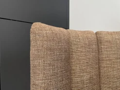 KFF Stuhlsets|4er Set Stuhl Gaia Sitzfläche Leder Rawhide 356 Schwarz Rücken Stoff Picasso 5363 Gold Braun 4 Fuß Rundrohrgestell Metall Schwarz