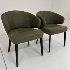 Werther Stuhlsets|2er Set Stuhl George Bezug Leder L9999F Velvet Grau Braun Holzgestell Füße Schwarz Gebeizt