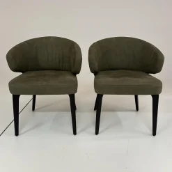 Werther Stuhlsets|2er Set Stuhl George Bezug Leder L9999F Velvet Grau Braun Holzgestell Füße Schwarz Gebeizt