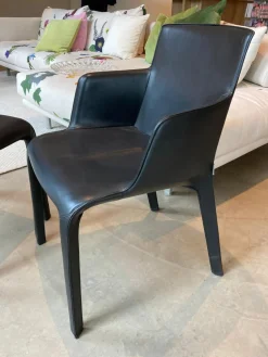 Walter Knoll Stuhlsets|5er Set Stuhl Gio Anilinleder Elen Schwarz Oberfläche Gewachst