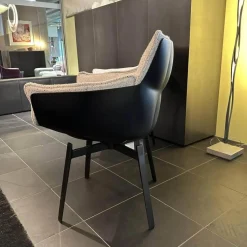 B&B Italia Stuhlsets|2er Set Stuhl Husk Stoff Sambuco 2619100 Weiß Schale Polyurethanharz Anthrazit Gestell Schwarz Verchromt Lackiert