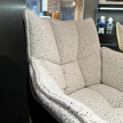 B&B Italia Stuhlsets|2er Set Stuhl Husk Stoff Sambuco 2619100 Weiß Schale Polyurethanharz Anthrazit Gestell Schwarz Verchromt Lackiert