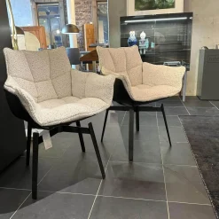 B&B Italia Stuhlsets|2er Set Stuhl Husk Stoff Sambuco 2619100 Weiß Schale Polyurethanharz Anthrazit Gestell Schwarz Verchromt Lackiert