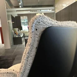 B&B Italia Stuhlsets|2er Set Stuhl Husk Stoff Sambuco 2619100 Weiß Schale Polyurethanharz Anthrazit Gestell Schwarz Verchromt Lackiert