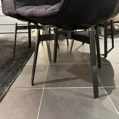 B&B Italia Stuhlsets|4-er Set Stuhl Husk Stoff Serle Grau Blau Schale Polyurethanharz Anthrazit Gestell Schwarz Verchromt Lackiert