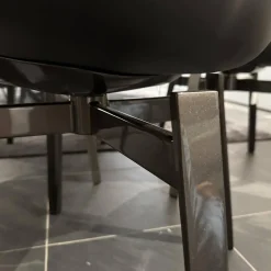 B&B Italia Stuhlsets|4-er Set Stuhl Husk Stoff Serle Grau Blau Schale Polyurethanharz Anthrazit Gestell Schwarz Verchromt Lackiert