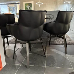 B&B Italia Stuhlsets|4-er Set Stuhl Husk Stoff Serle Grau Blau Schale Polyurethanharz Anthrazit Gestell Schwarz Verchromt Lackiert