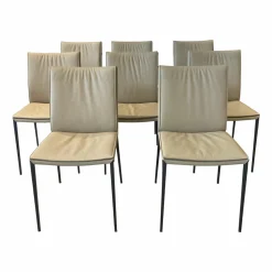 Cattelan Italia Stuhlsets|8er Set Stuhl Isabel Softleder Safari Beige Füße Metall Graphit Anthrazit Matt