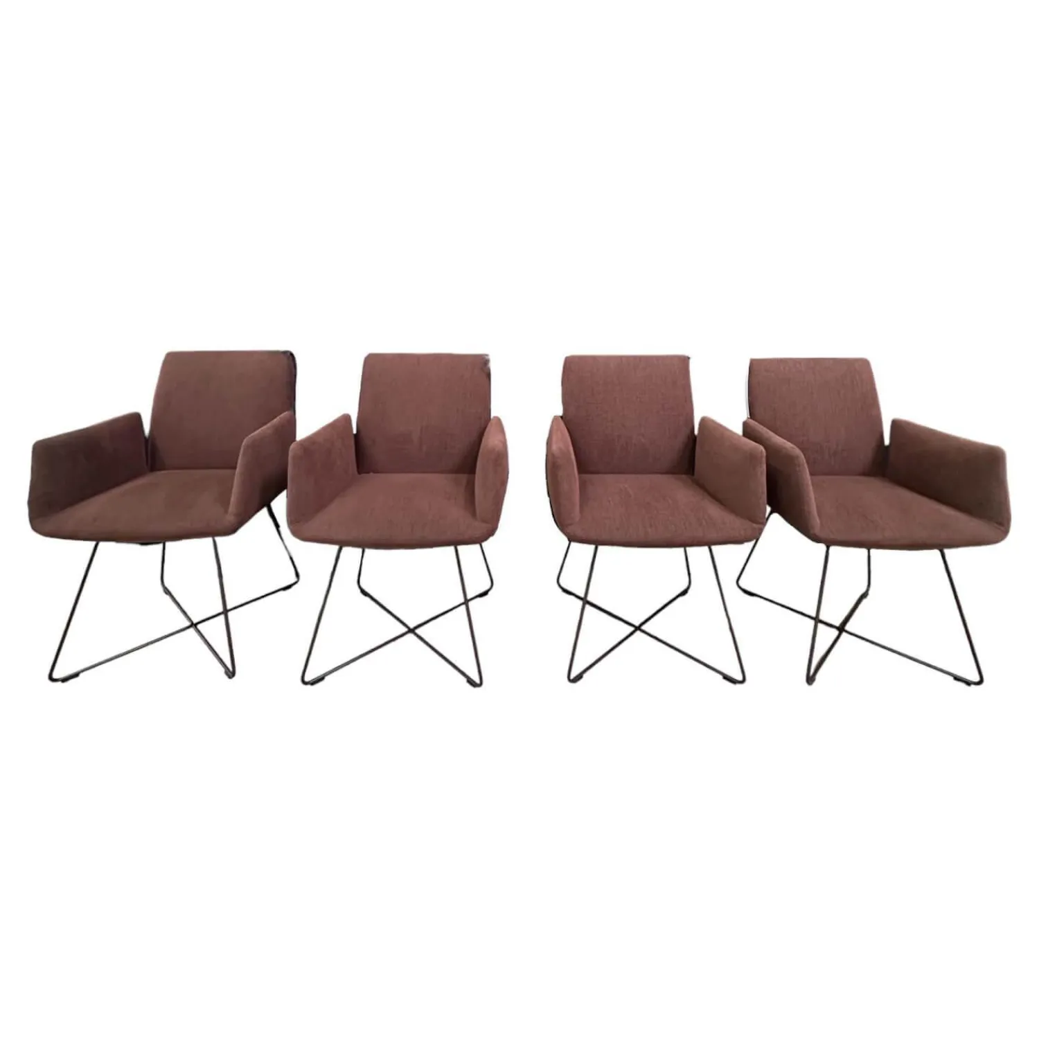 COR Stuhlsets|4er Set Stuhl Jalis 541 Stoff 10125 Bordeaux Rot Drahtgestell Lack RAL 010 20 10 Wengenschwarz Mit Filzgleiter