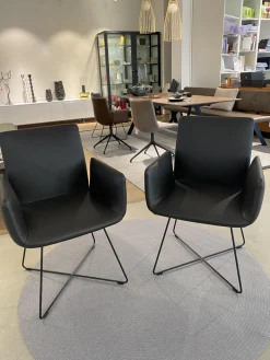 COR Stuhlsets|2er Set Stuhl Jalis Leder 179 Mocca Schwarz Gestell M20 Lack Schwarz